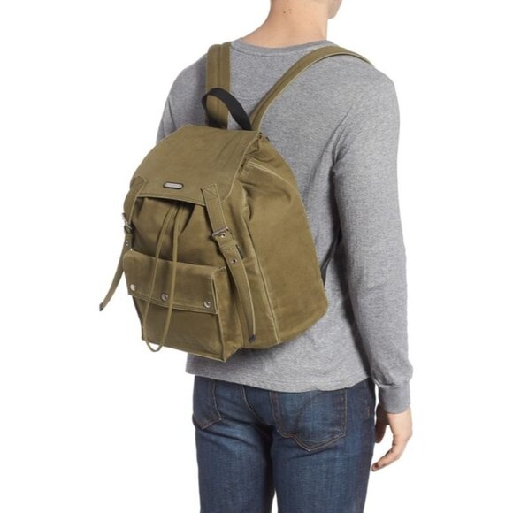Saint Laurent Noe Washed Canvas Backpack in Army Green - Picture 2 of 8